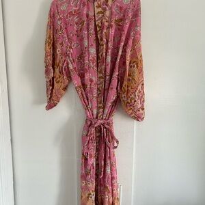 R.Vivimos Women's Vintage Floral Print Beach Boho Cardigan Kimono Maxi Swimwear